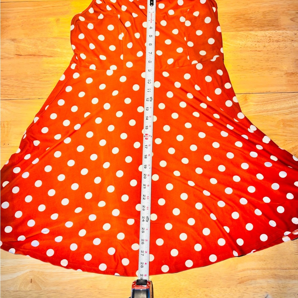 #2 Chic Orange Polka Dot Midi Dress - Picture 2 of 6